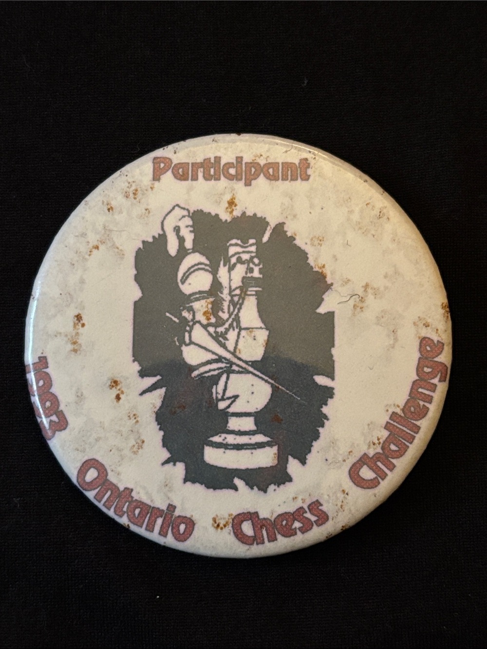 vintage chess tinplate button pin